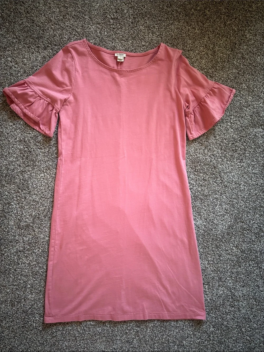 J. Crew Rose Pink Ruffle Sleeve Shift Dress